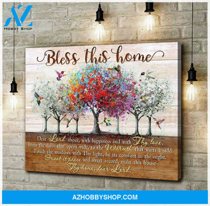 Bless This Home Hummingbird Wall Art Canvas