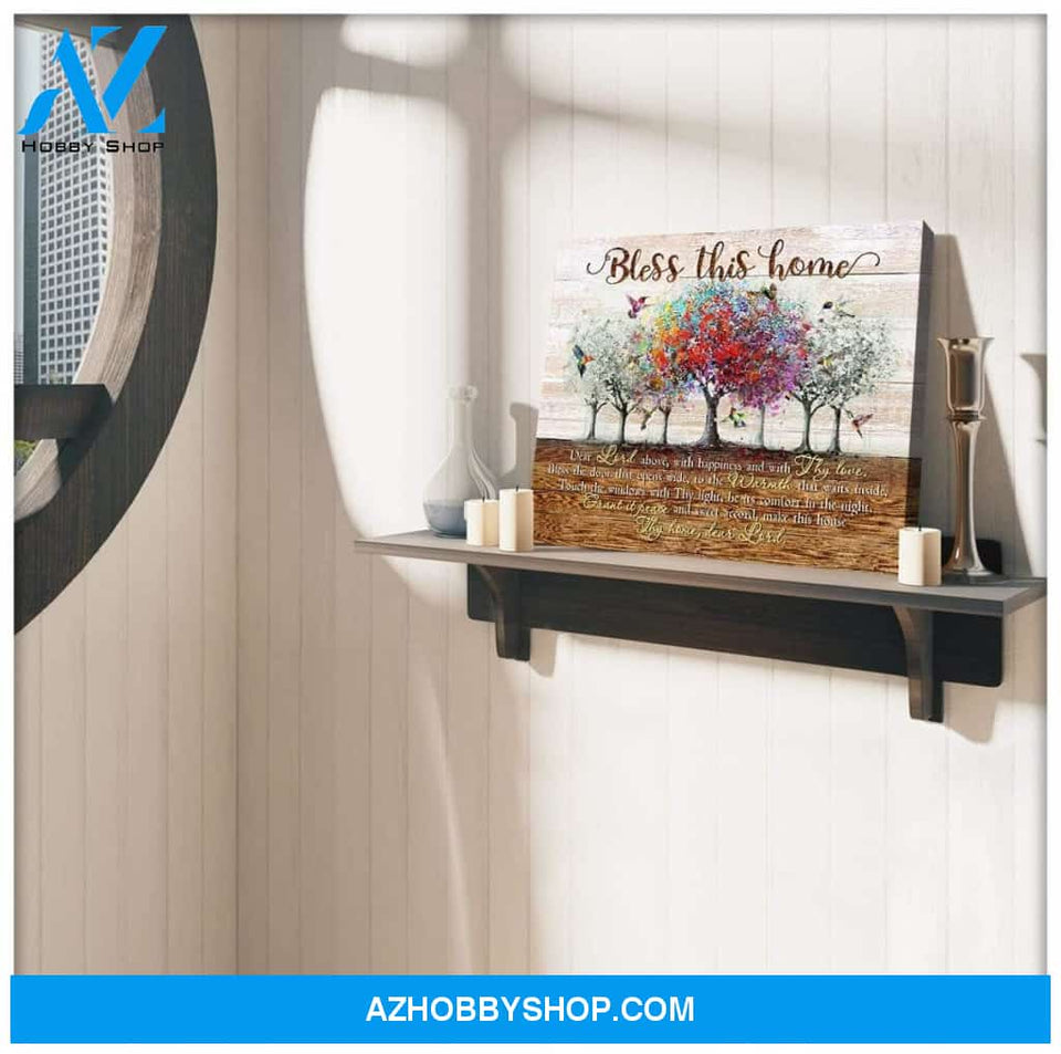 Bless This Home Hummingbird Wall Art Canvas