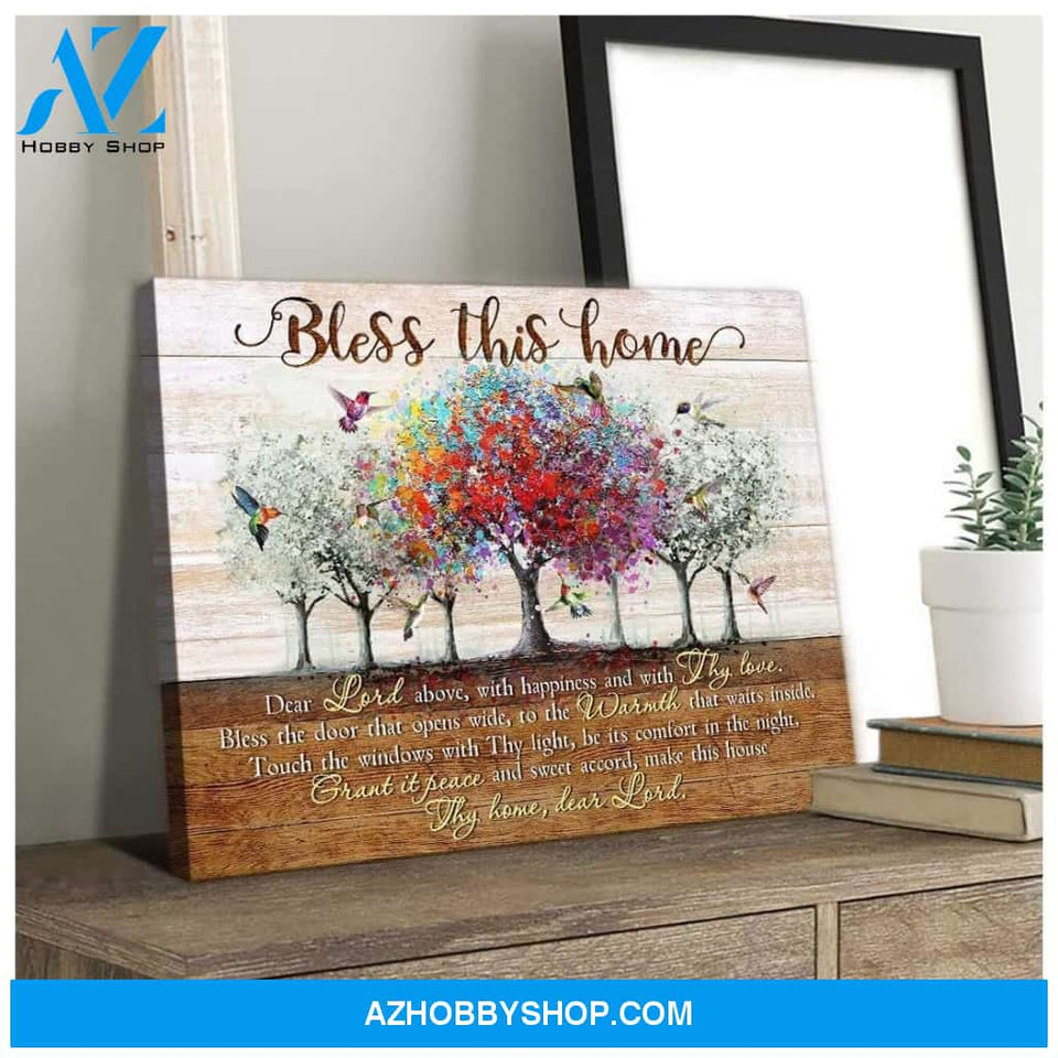 Bless This Home Hummingbird Wall Art Canvas