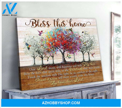 Bless This Home Hummingbird Wall Art Canvas
