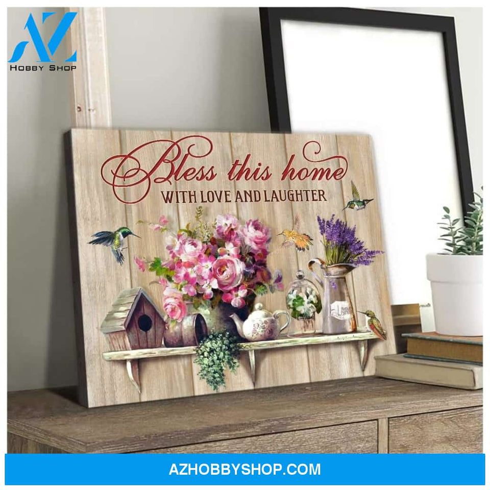 Bless This Home Hummingbird Wall Art Canvas