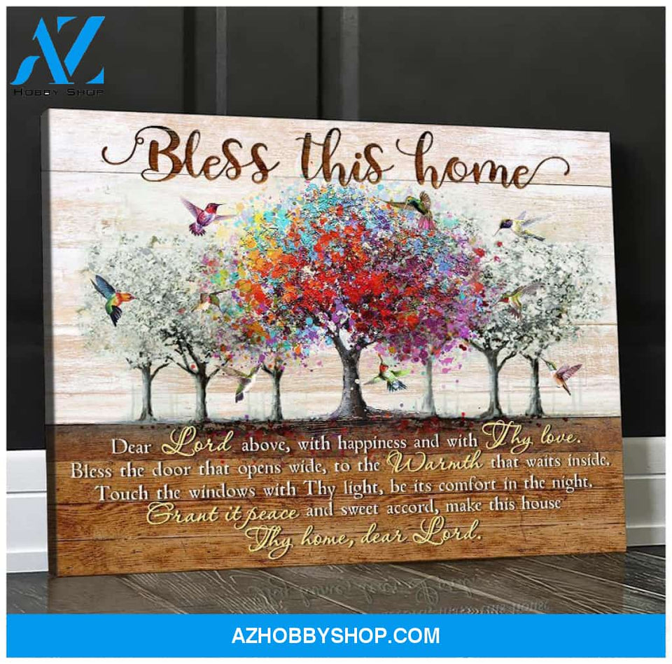 Bless This Home Hummingbird Wall Art Canvas