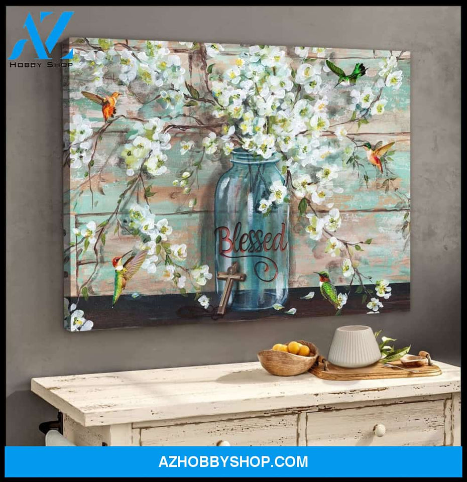 Blessed Hummingbird Wall Art Canvas, Wall Decor Visual Art