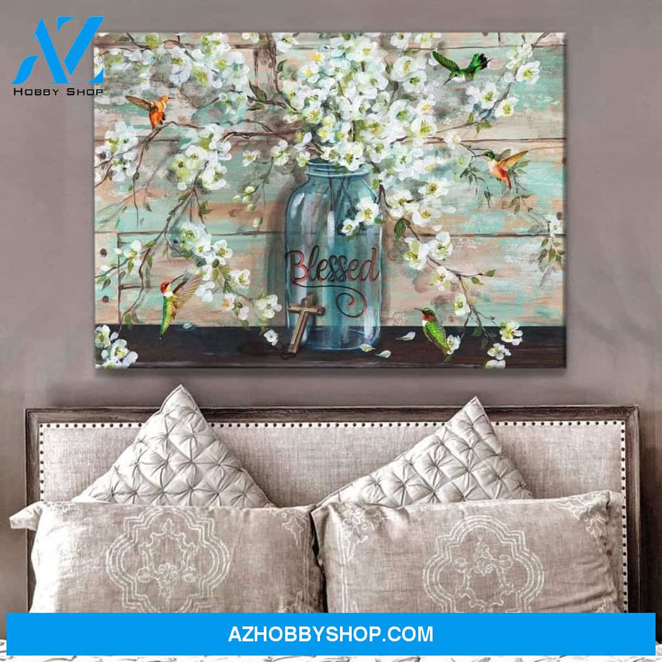Blessed Hummingbird Wall Art Canvas, Wall Decor Visual Art