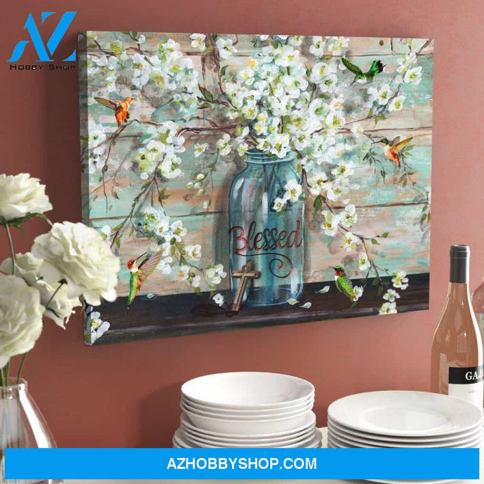 Blessed Hummingbird Wall Art Canvas, Wall Decor Visual Art