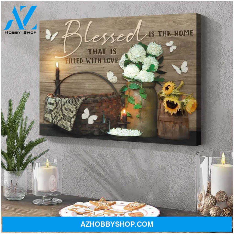 Blessed is the home that is filled with love Farm Butterfly Canvas Wall Art Decor