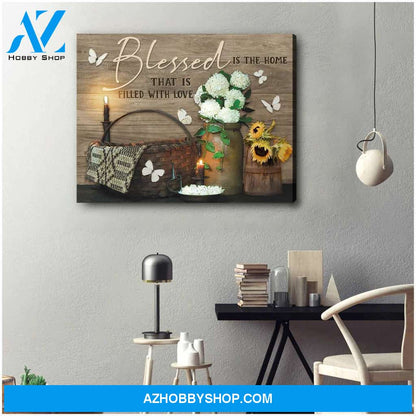 Blessed is the home that is filled with love Farm Butterfly Canvas Wall Art Decor