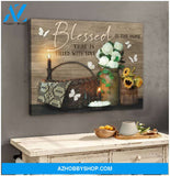 Blessed is the home that is filled with love Farm Butterfly Canvas Wall Art Decor