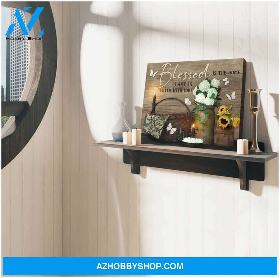 Blessed is the home that is filled with love Farm Butterfly Canvas Wall Art Decor