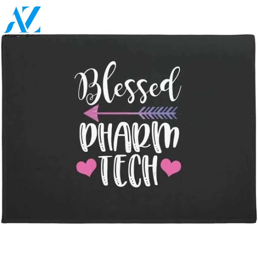 Blessed Pharm Tech Cute Pharmacy Technician Doormat Welcome Mat House Warming Gift Home Decor Funny Doormat Gift Idea