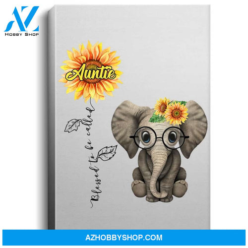 Blessed To Be Called Auntie Hippie Elephant Aunt Gift Portrait Canvas