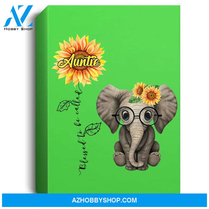 Blessed To Be Called Auntie Hippie Elephant Aunt Gift Portrait Canvas