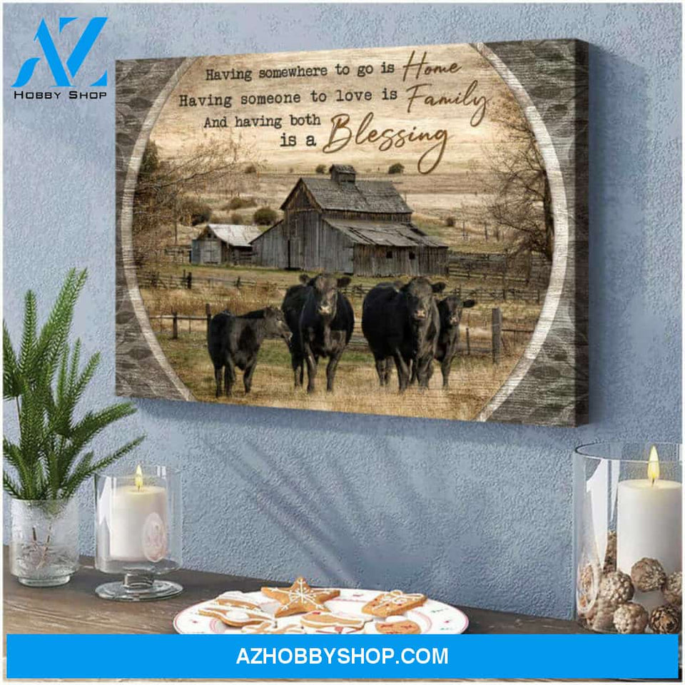 Blessing Angus Cows Wall Art Decor, Gifts For Cow Lovers Canvas