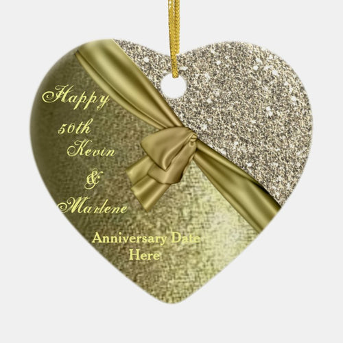 Bling Gold Custom 50Th Anniversary Gift  Ornament
