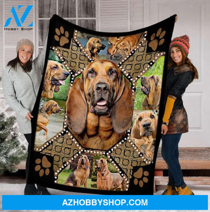 Bloodhound Blanket, Cute Bloodhound Embroidery Dog Lovers