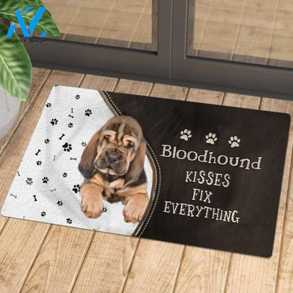 Bloodhound Doormat, Kisses Fix Everything Doormat, Dog Welcome Mat, Funny Welcome Mats for Dogs Lovers