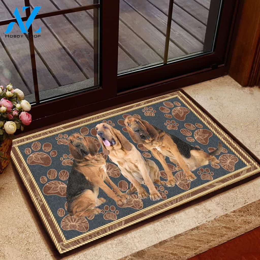 Bloodhound Flower Paw - Dog Doormat | Welcome Mat | House Warming Gift