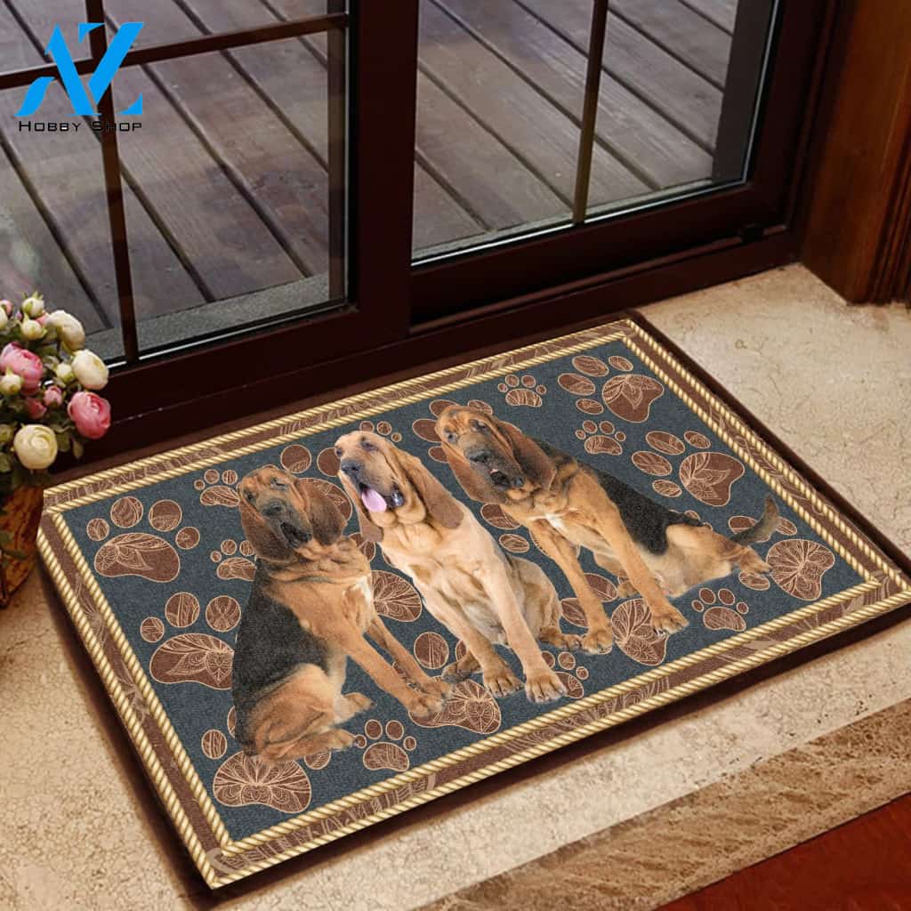 Bloodhound Flower Paw - Dog Doormat | Welcome Mat | House Warming Gift