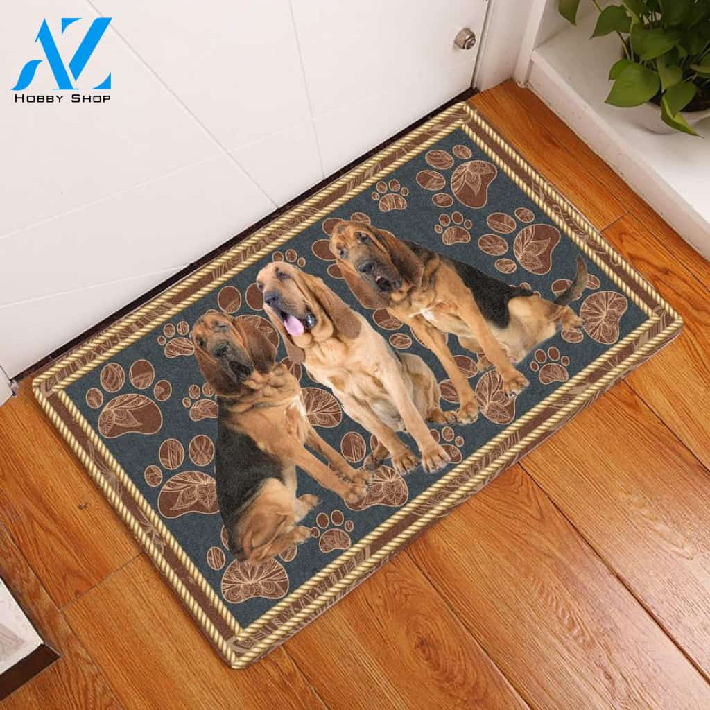 Bloodhound FLower Paw Doormat