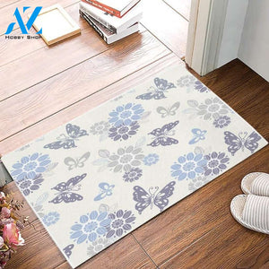 Blooming Flower and Butterfly Pattern Doormat Floor Rug Housewarming Gift Home Living Home Decor Funny Doormat Gift Idea
