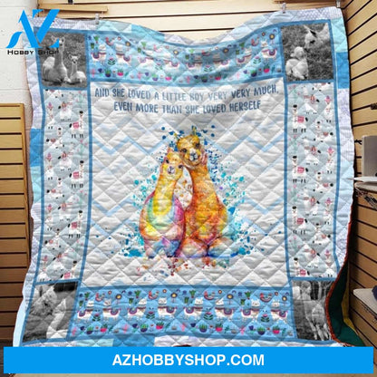 Blue Alpaca Mama Fleece Blanket