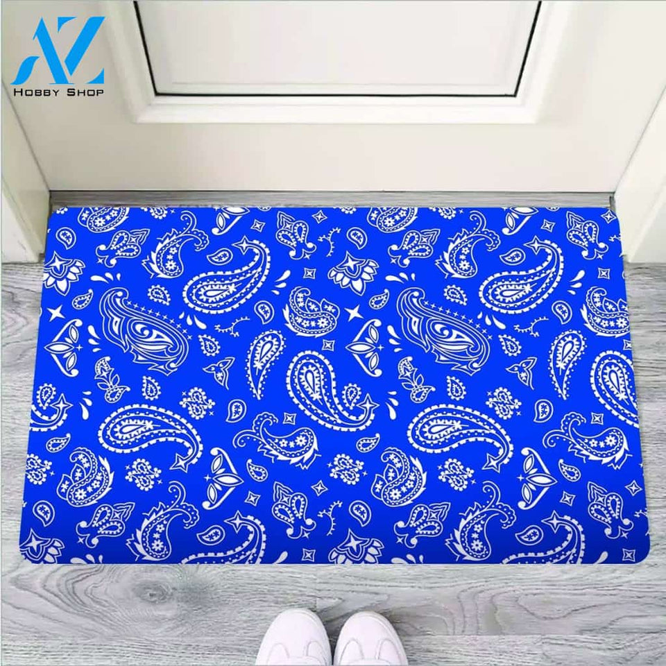 Blue Bandana Door Mat