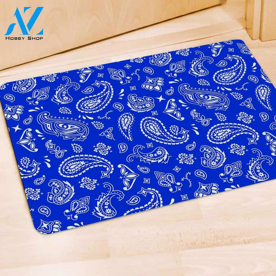 Blue Bandana Door Mat