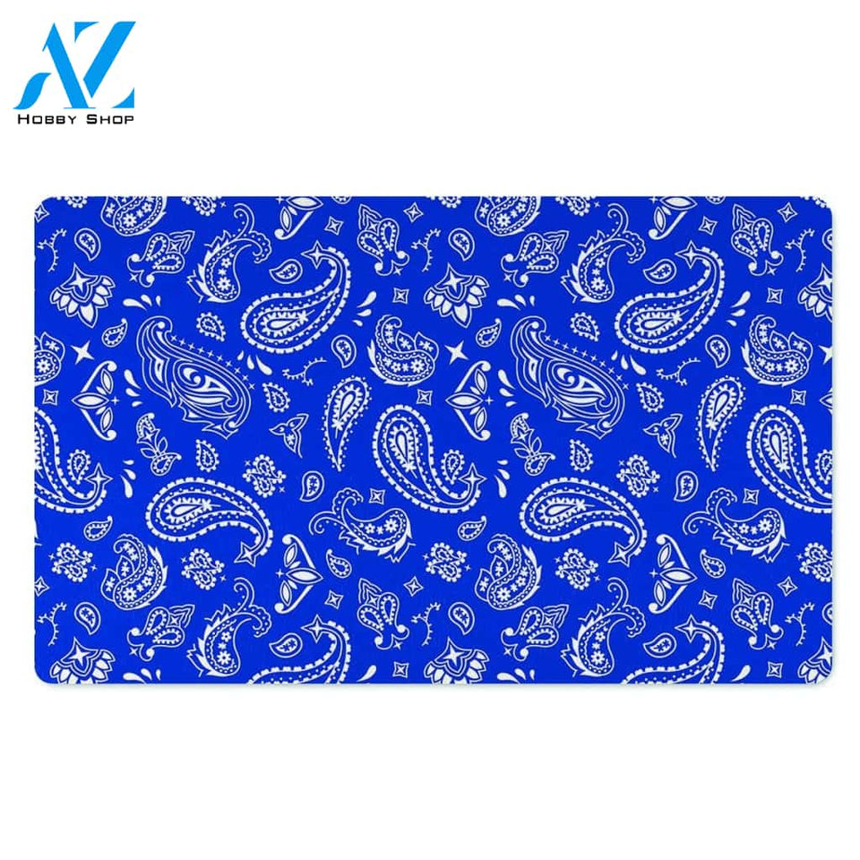Blue Bandana Door Mat