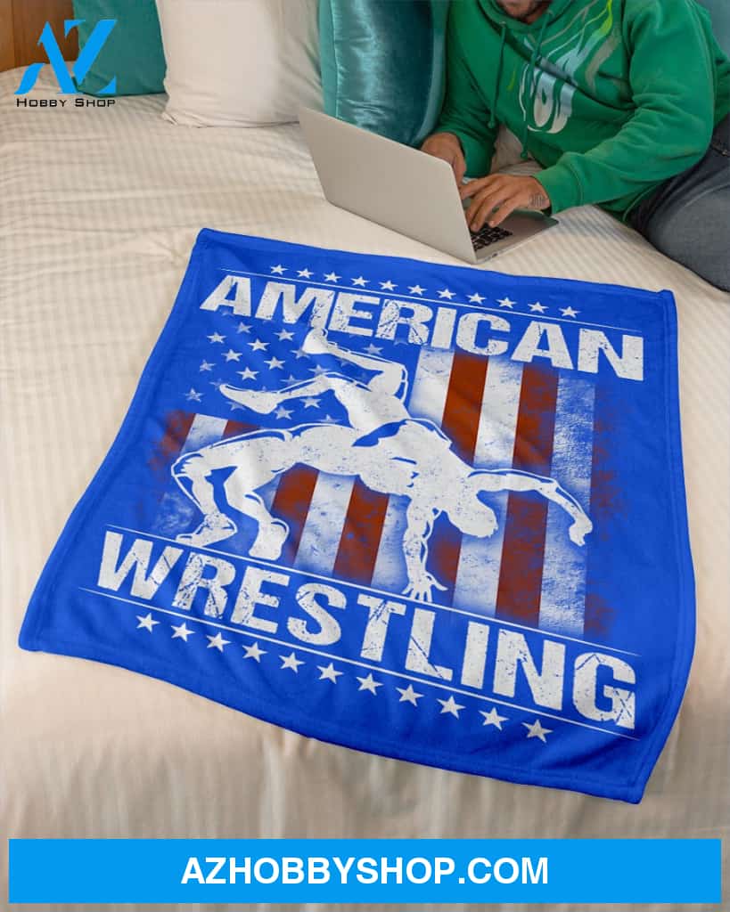 Blue Blanket American Wrestling Flag Fleece Blanket Fleece Blanket Home Decor Bedding Couch Sofa Soft And Comfy Cozy Gift For Wrestling Lovers