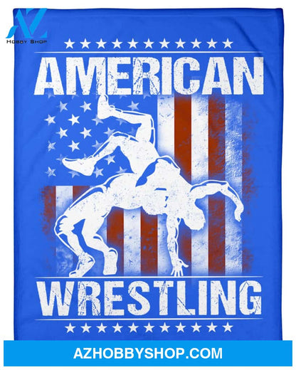 Blue Blanket American Wrestling Flag Fleece Blanket Fleece Blanket Home Decor Bedding Couch Sofa Soft And Comfy Cozy Gift For Wrestling Lovers