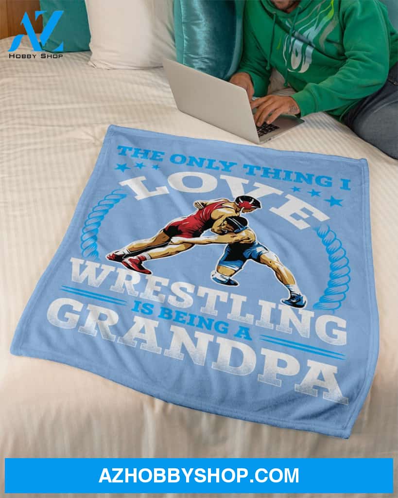 Blue Blanket I Love Wrestling Is Being A Grandpa Fleece Blanket Home Decor Bedding Couch Sofa Soft And Comfy Cozy Gift For Wrestling Lovers