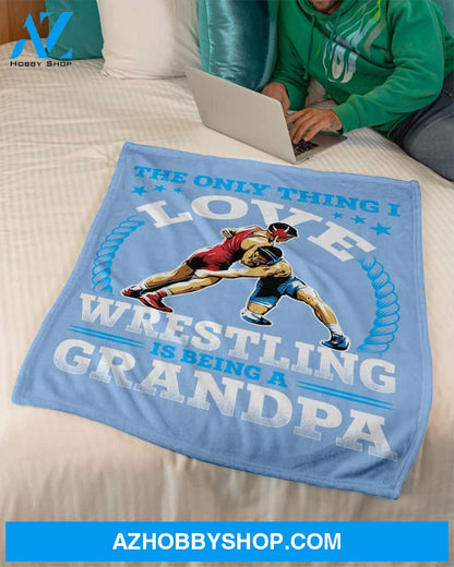 Blue Blanket I Love Wrestling Is Being A Grandpa Fleece Blanket Home Decor Bedding Couch Sofa Soft And Comfy Cozy Gift For Wrestling Lovers
