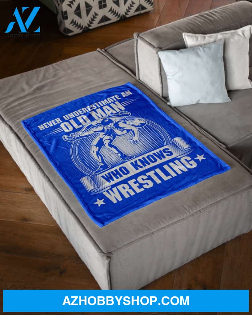 Blue Blanket Old Man Knows Wrestling Fleece Blanket Home Decor Bedding Couch Sofa Soft And Comfy Cozy Gift For Wrestling Lovers