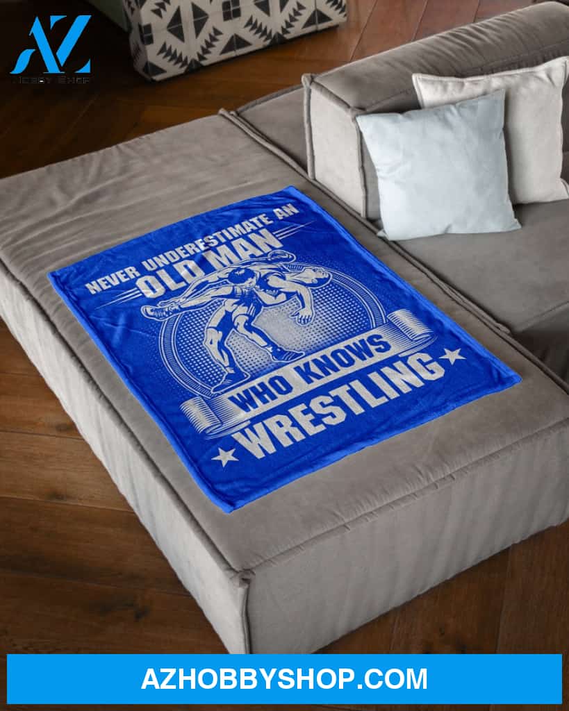 Blue Blanket Old Man Knows Wrestling Fleece Blanket Home Decor Bedding Couch Sofa Soft And Comfy Cozy Gift For Wrestling Lovers