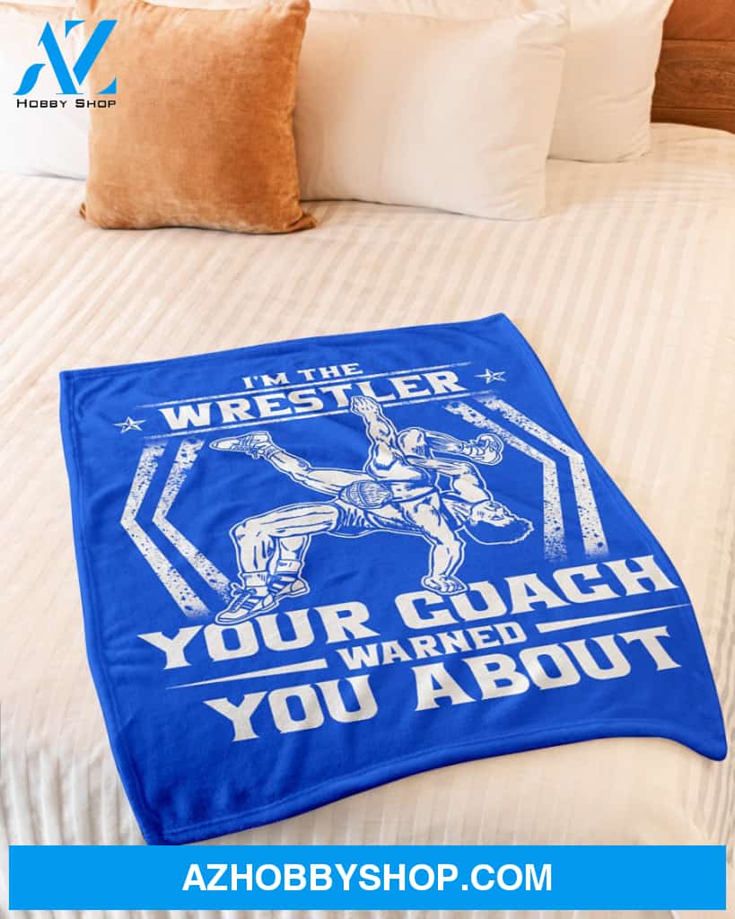 Blue Blanket Wrestling Wrestler Your Coach Warned Fleece Blanket Fleece Blanket Home Decor Bedding Couch Sofa Soft And Comfy Cozy Gift For Wrestling Lovers