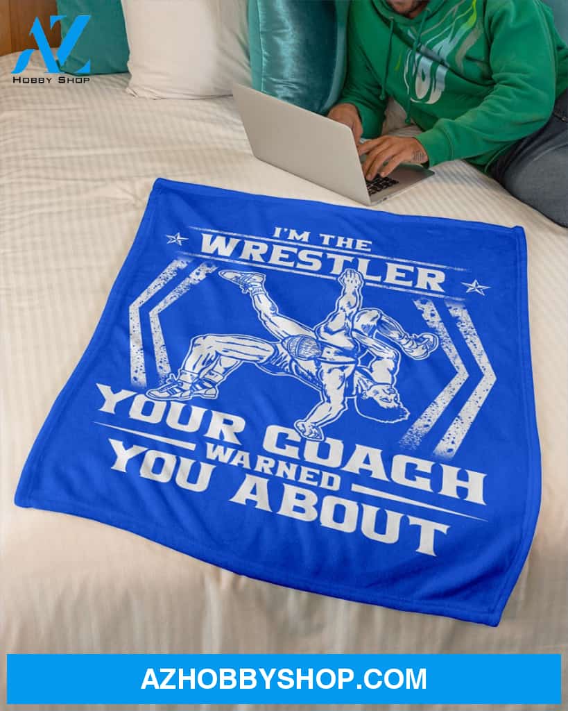 Blue Blanket Wrestling Wrestler Your Coach Warned Fleece Blanket Fleece Blanket Home Decor Bedding Couch Sofa Soft And Comfy Cozy Gift For Wrestling Lovers