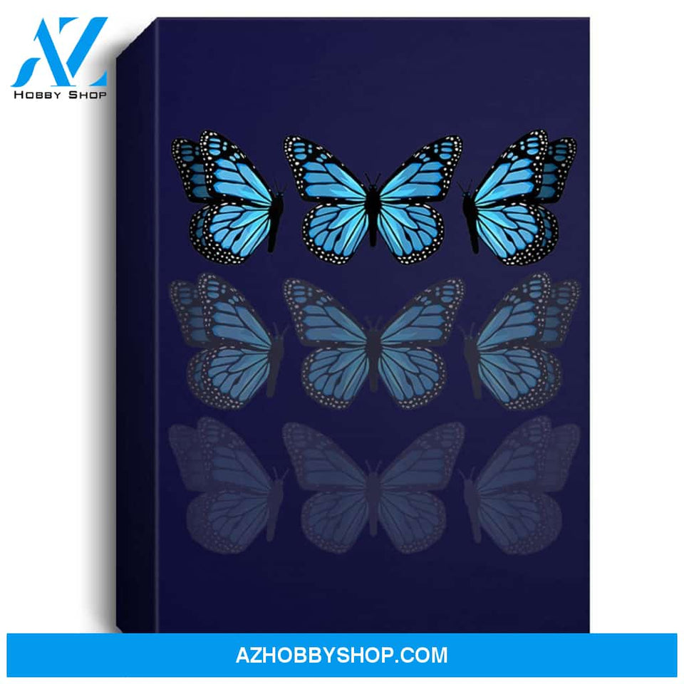 Blue Butterfly Faded 90S Graphic Cute Emoji Pattern Portrait Canvas