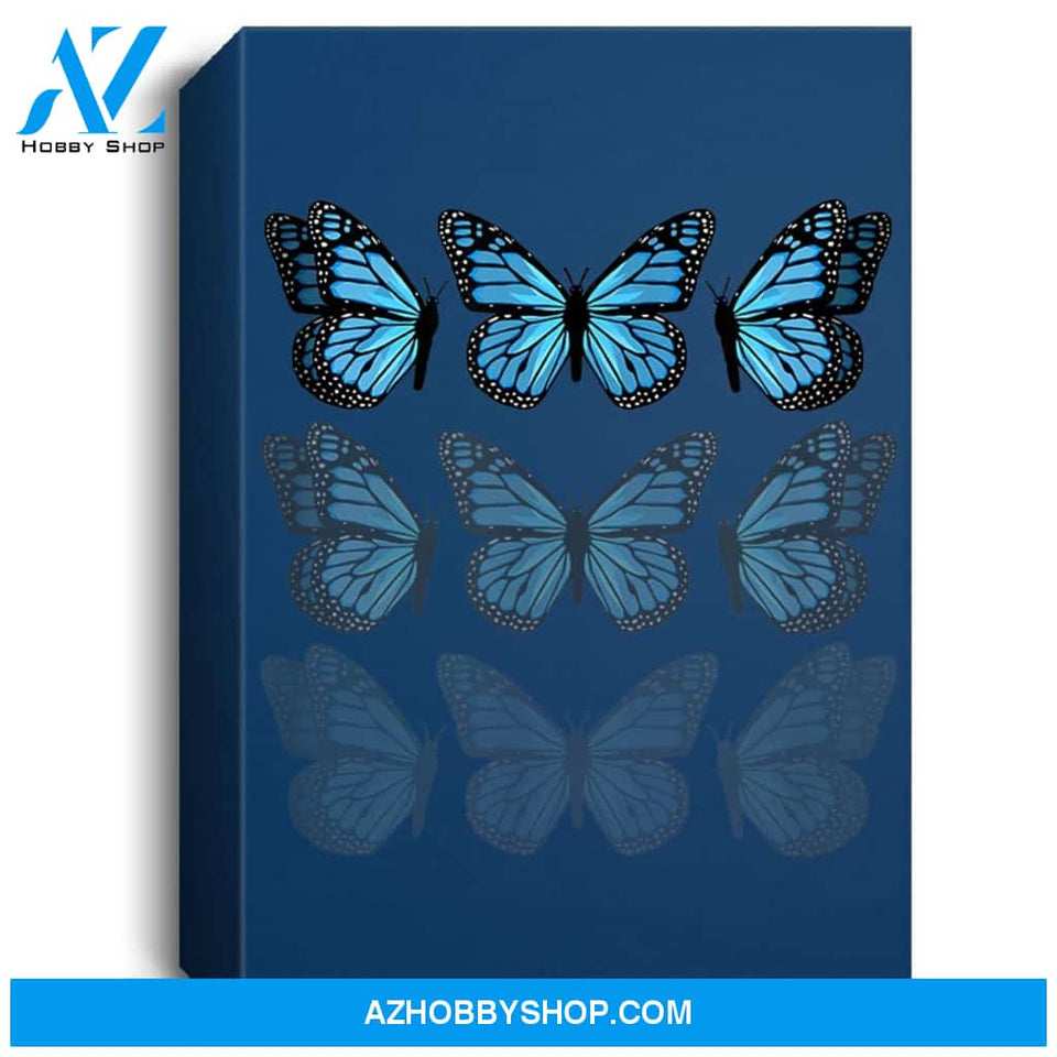 Blue Butterfly Faded 90S Graphic Cute Emoji Pattern Portrait Canvas