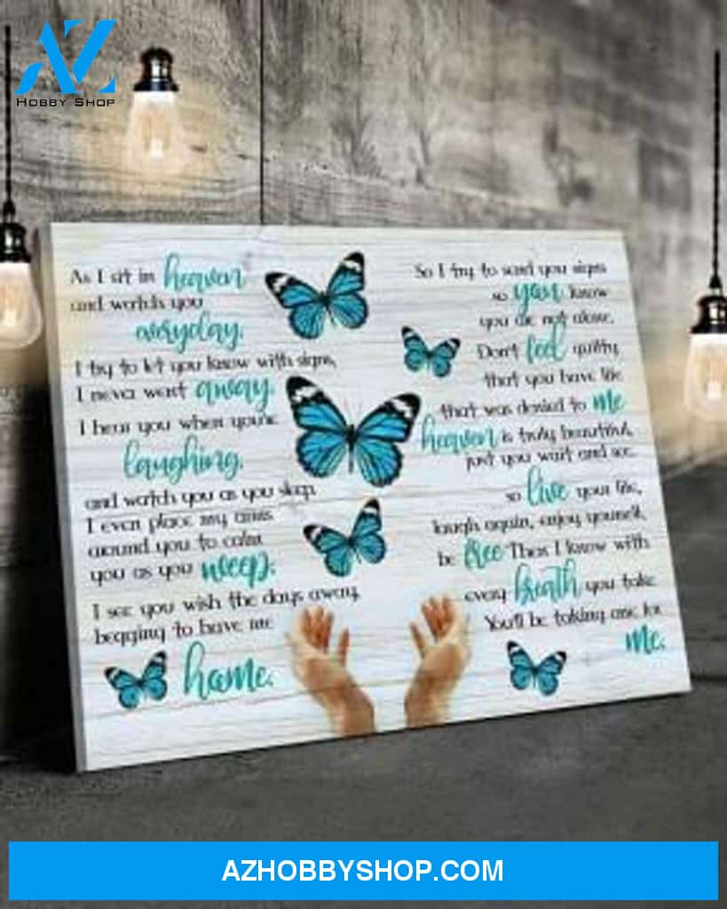 Blue Butterfly Lovers As I Sit In Heaven Poster Canvas