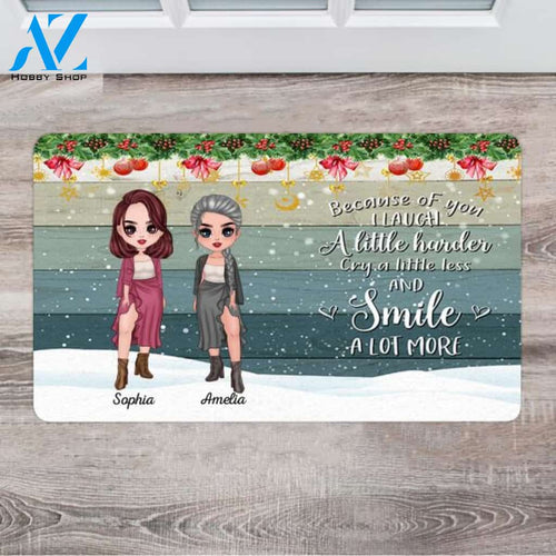 Personalized Blue Christmas Doormat - Gift Ideas For A Good Friend - Up To 4 Dogs