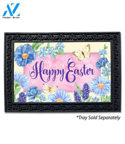 Blue Easter Flowers Doormat - 18" x 30"