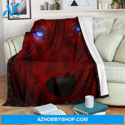 Blue Eyes Wolf Fleece Blanket