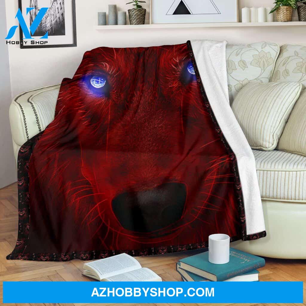 Blue Eyes Wolf Fleece Blanket