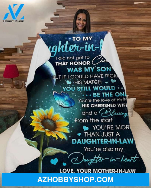 Blue Flower Honor Choose U -Mom To Daughter-In-Law Fleece Blanket