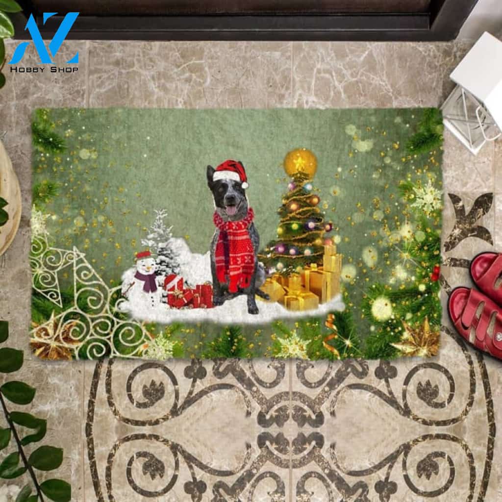 Blue Heeler Merry Christmas Doormat