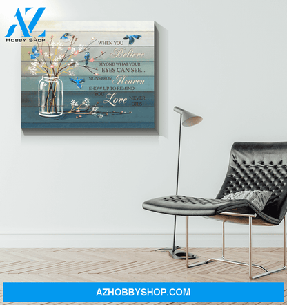 Blue Jay Bird When You Believe Wall Art Canvas Prints, Wall Decor Visual Art