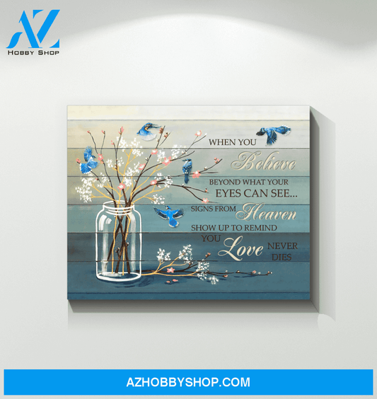 Blue Jay Bird When You Believe Wall Art Canvas Prints, Wall Decor Visual Art