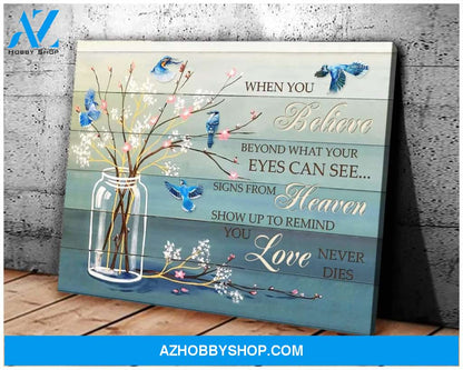 Blue Jay Bird When You Believe Wall Art Canvas Prints, Wall Decor Visual Art