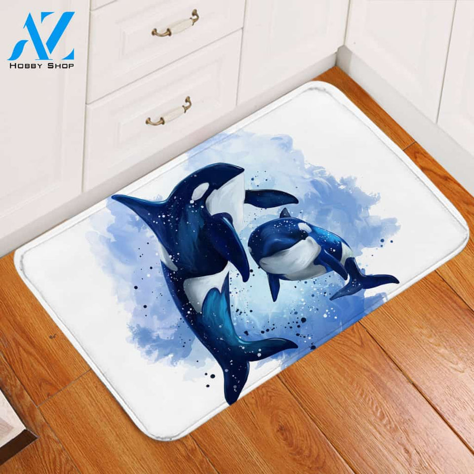 Blue Killer Dolphins Door Mat