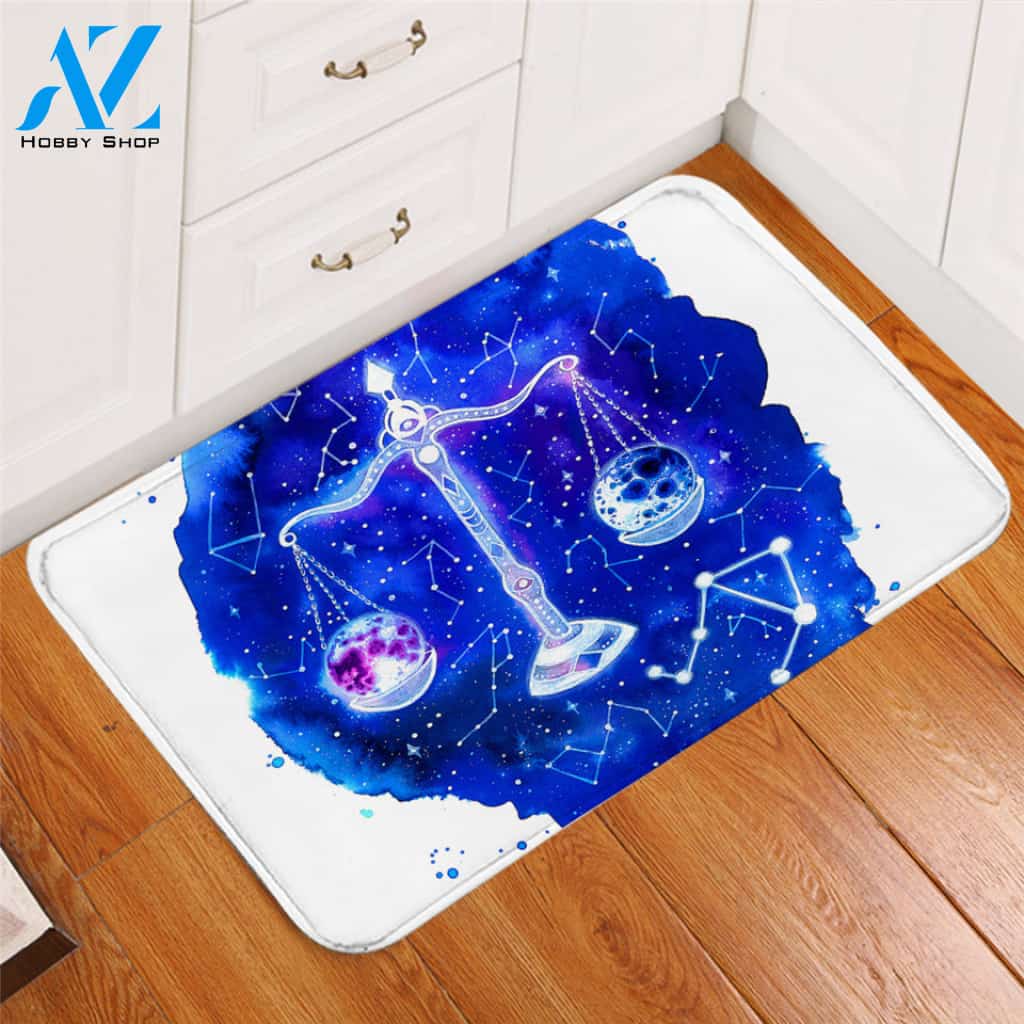 Blue Libra Constellation Door Mat